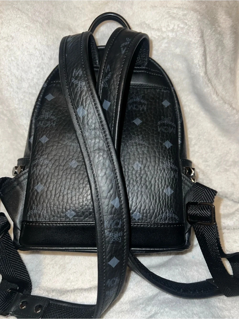 MCM coated canvas small stark side studs backpack (has authenticity paper)